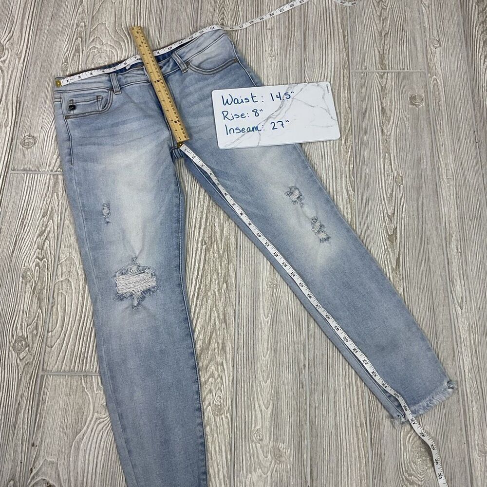 KanCan Distressed Ankle Skinny Jeans Women’s 9/28 Raw Hem Light Wash #KC8392 - Picture 8 of 10